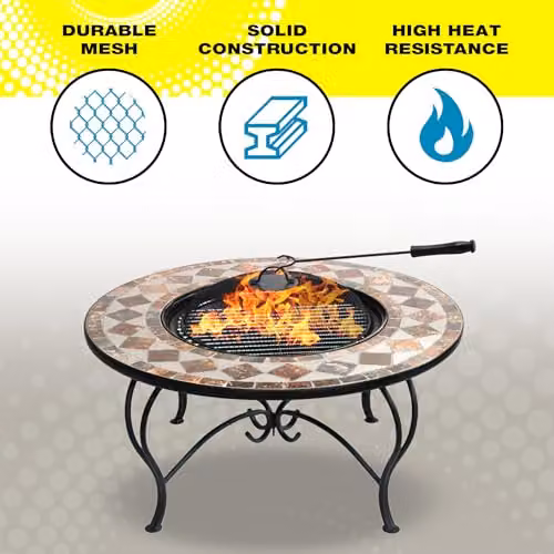 Centurion Supports Fireology KENNOCHA Multipurpose Garden Fire Pit Brazier, Coffee Table, Barbecue and Ice Bucket in Marble Finish – 4