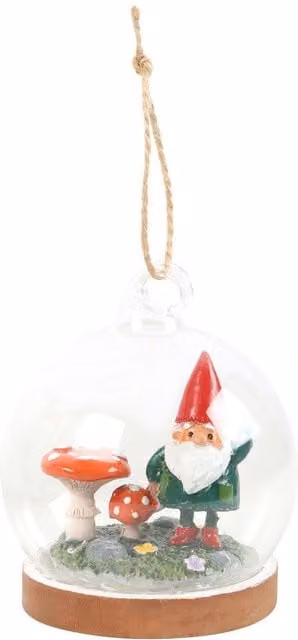 Something Different Green and Multicolour Glass Hanging Gnome Figure