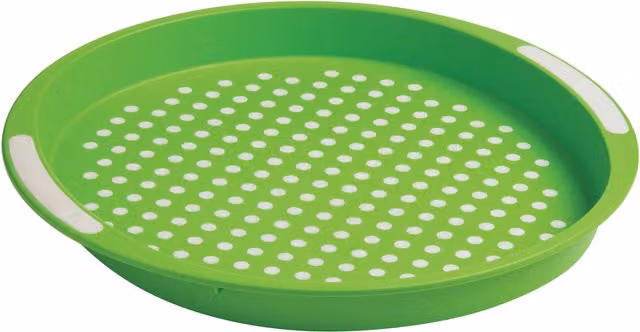 Orsina Round Non-Slip Plastic Serving Tray with Integrated Handles, Green, W/D: 40.0 x 40.0 cm, H: 4.0 cm – 2