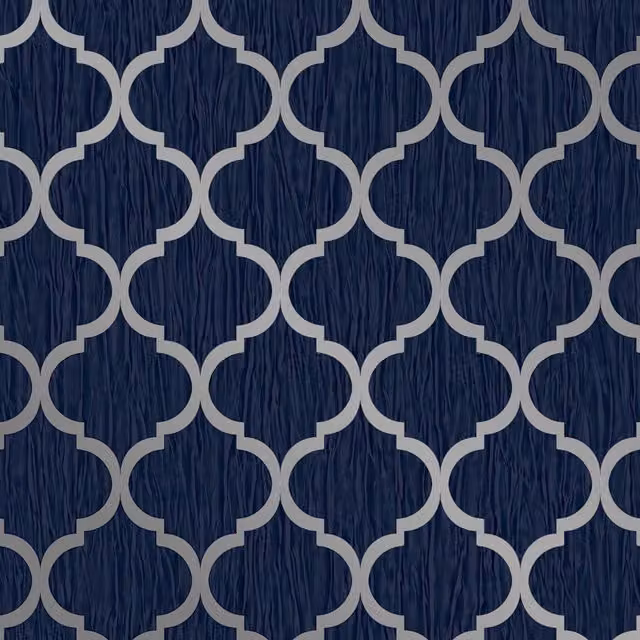 Debona Crystal Trellis Textured Geometric Wallpaper in Blue – 1