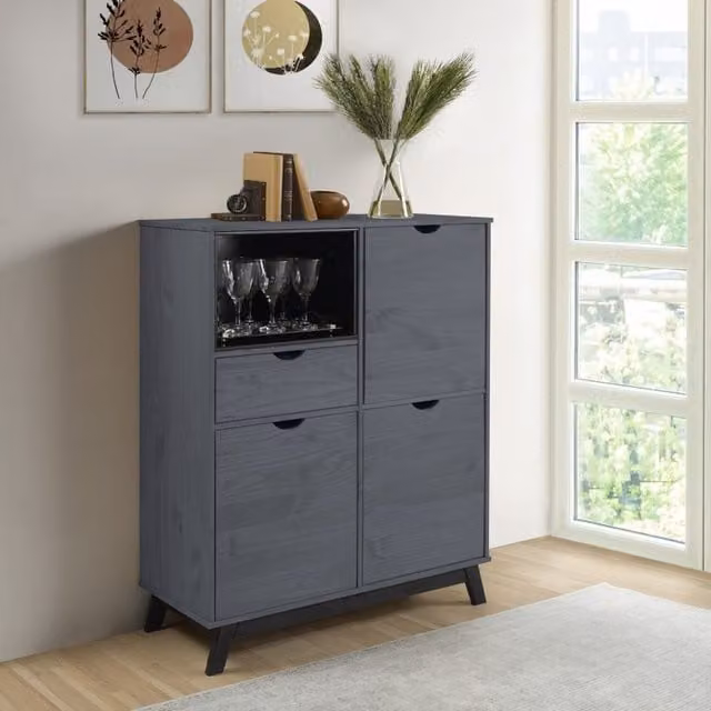 Mercers Furniture Scandian Sideboard Cabinet Solid Pine Wood in Distressed Grey Wax