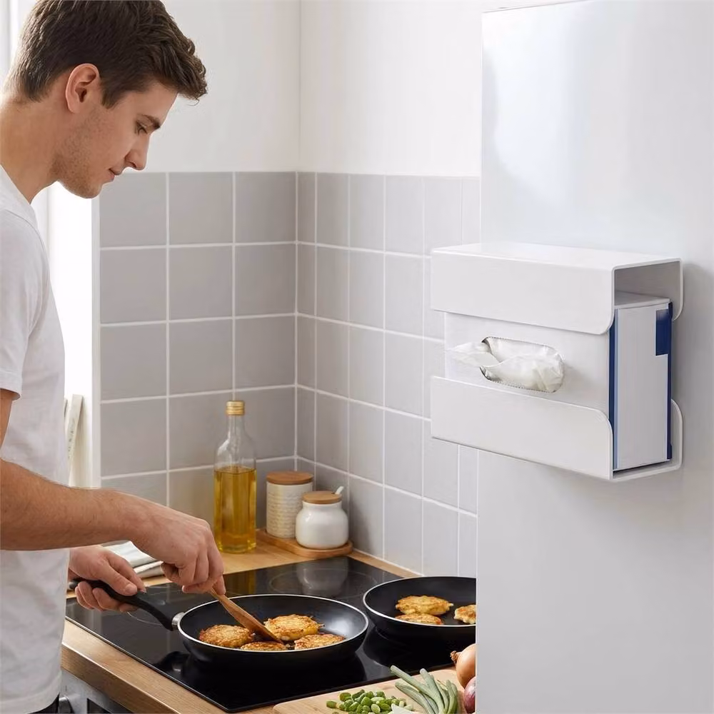 Havendro Magnetic Wall Tissue Holder and Glove Dispenser in White – 4