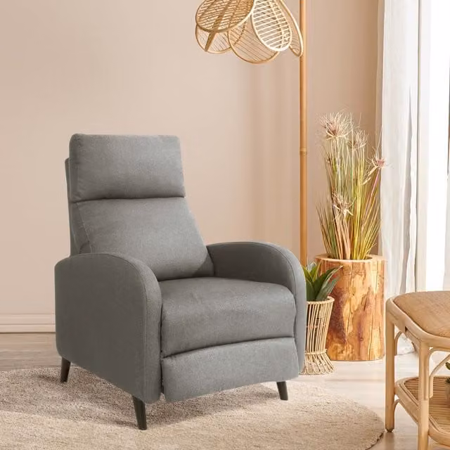 Comfy Living Modern Fabric Recliner Chair in Light Grey