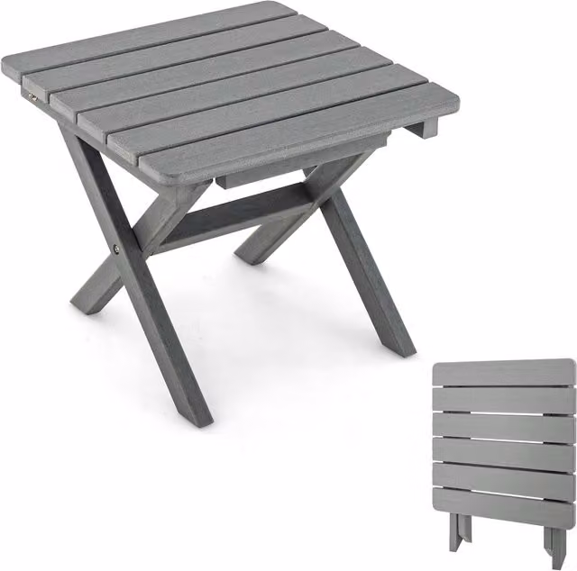 Costway Grey Matt Outdoor Garden Folding Side Table