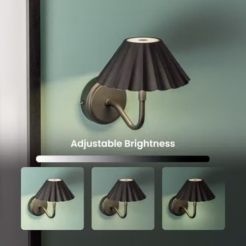 ValueLights Set of 2 Rechargeable Dimmable Touch Wall Lights in Black and Gold/Brass – 5