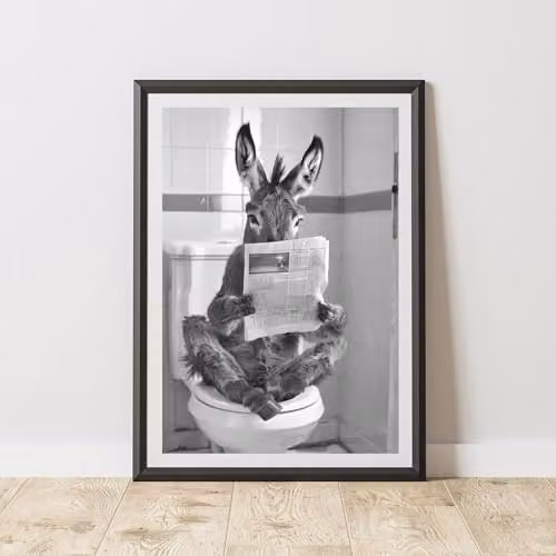 60 Second Makeover Donkey On The Toilet Animal Print Paper Poster, A4