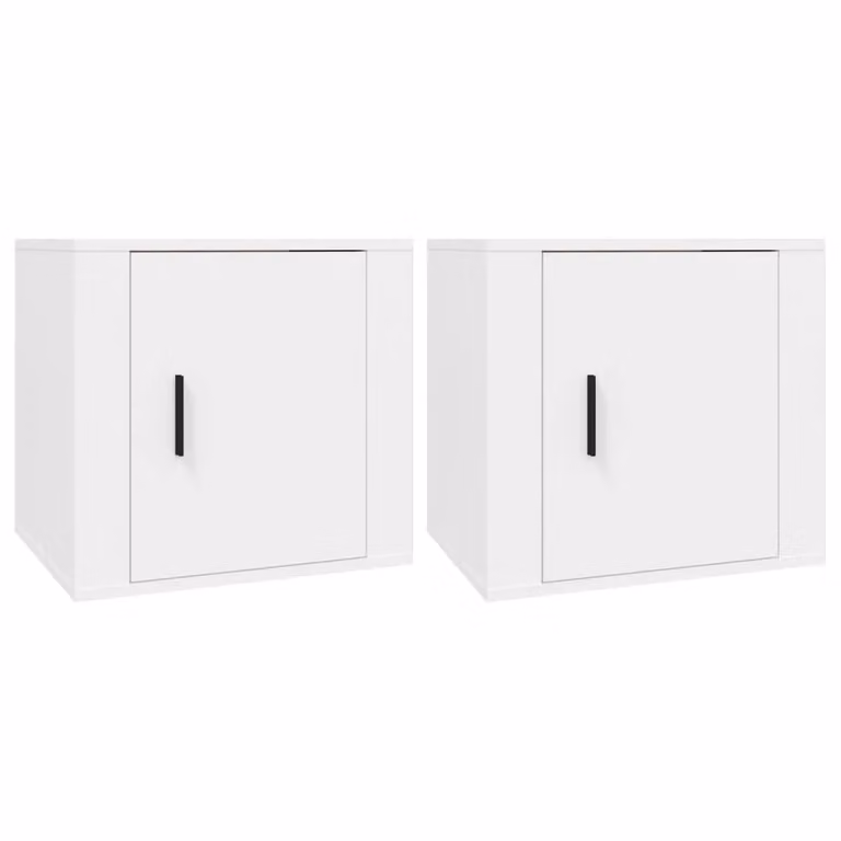 Berkfield Home Set of 2 White Bedside Cabinets, W/D/H: 50 x 39 x 47 cm