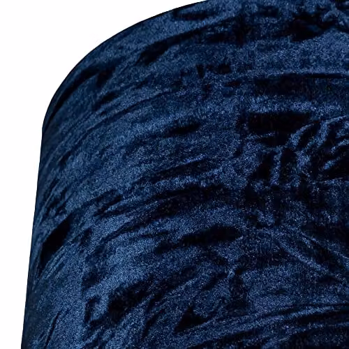 Happy Homewares Midnight Blue Crushed Velvet Circular Drum Lampshade with Copper Inner, Diameter: 25.4 cm – 3