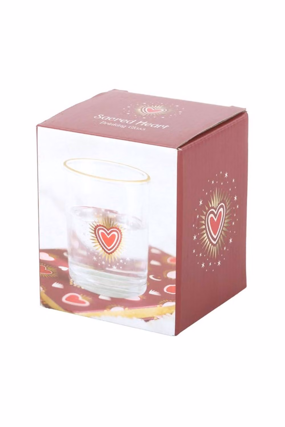 KDMD Sacred Heart Lowball Glass Tumbler in Transparent and Gold – 2