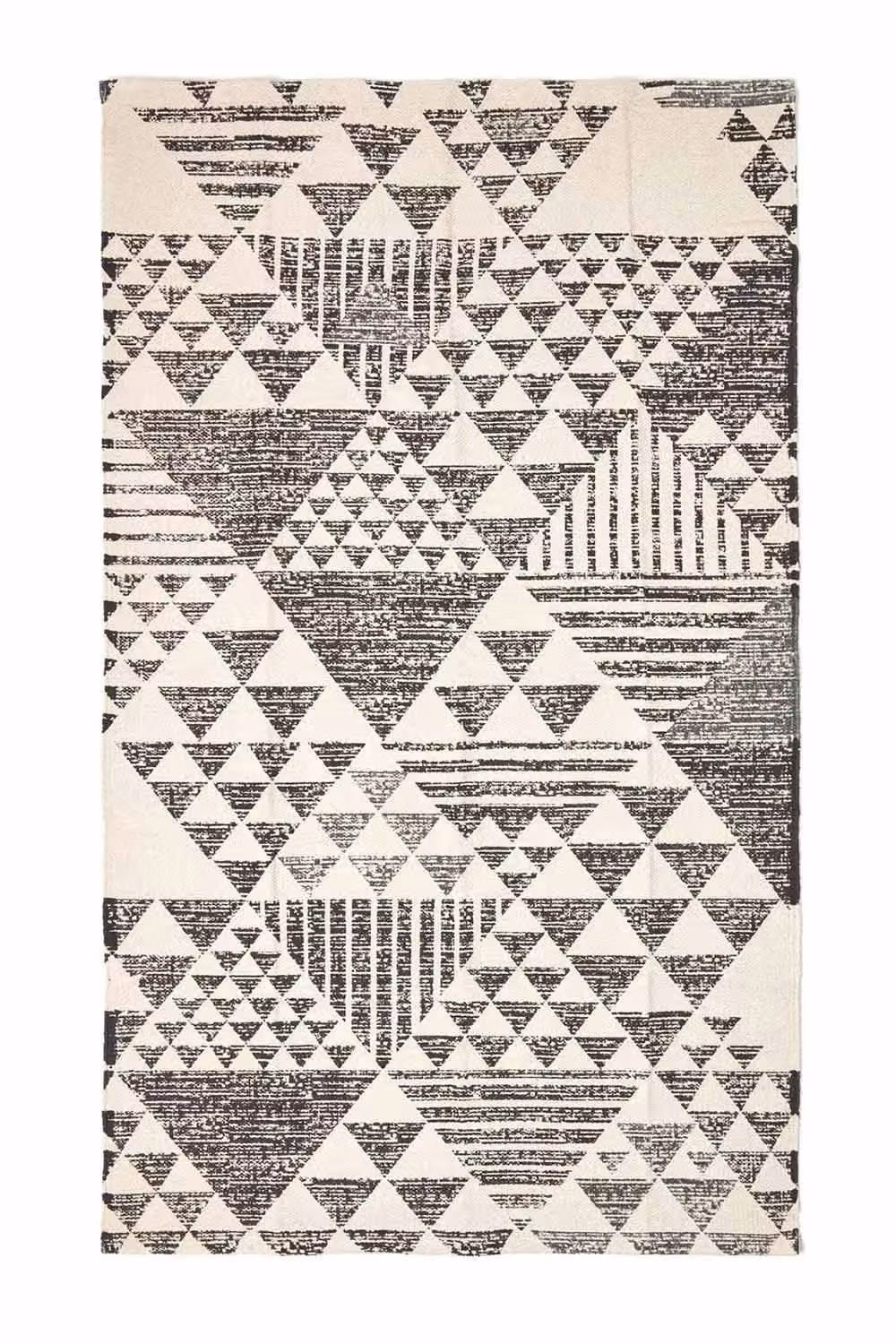 Homescapes Delphi Geometric Woven Cotton Printed Rug in Black, Blue and White, W: 160 cm, D: 230 cm – 2