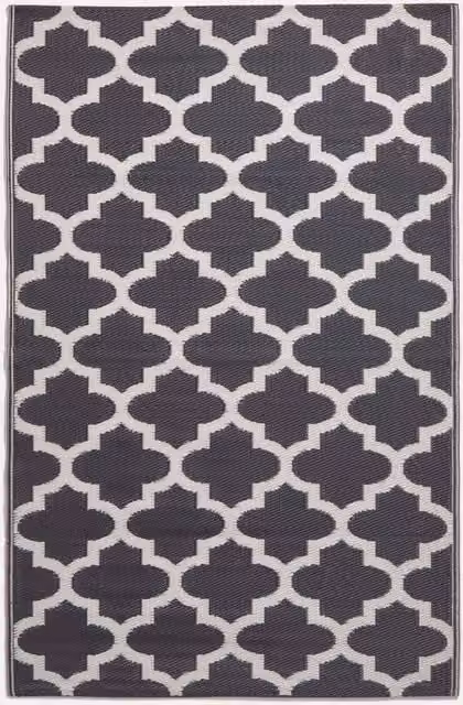 Homescapes Luxury Outdoor Rug Black and White Nola Geometric Reversible W/D: 240 x 300 cm