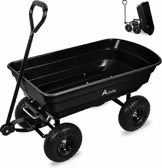Alivio Heavy Duty Metal Wheelbarrow Trolley in Black