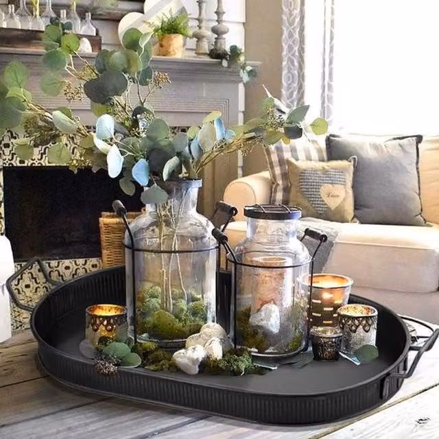 The Mia UK Solid Metal Oval Serving Tray in Black