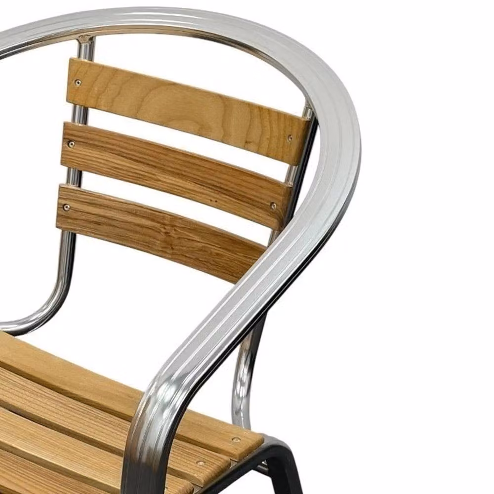 PAWNORA Aluminium Bistro Chair in Brown with Ash Finish – 2