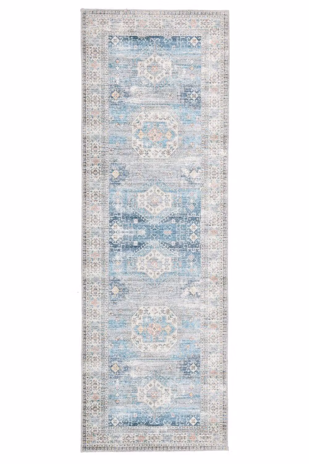 Phoenox Textiles Limited Origins Venice Washable Blue Chenille Rug, W: 67 cm x L: 200 cm – 2