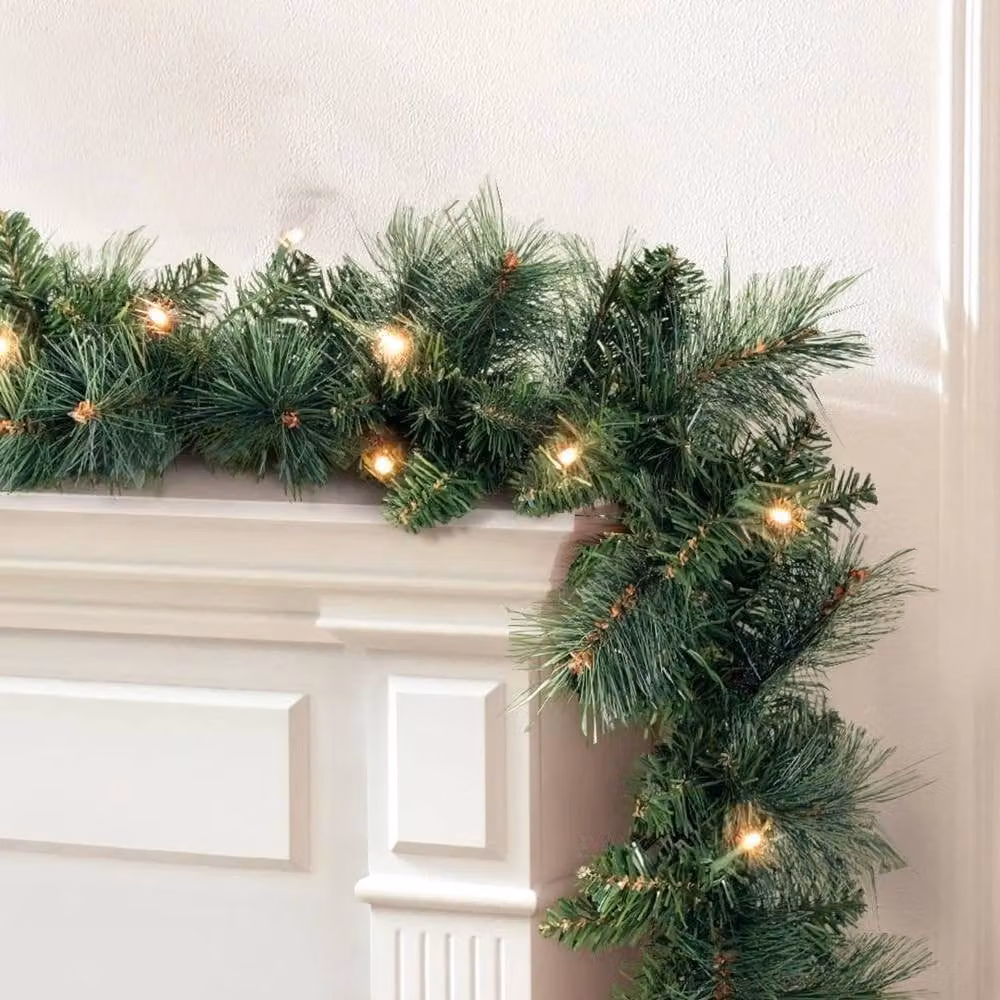Kelvenix 9ft Christmas Garland with Warm White LED Lights in Green – 2