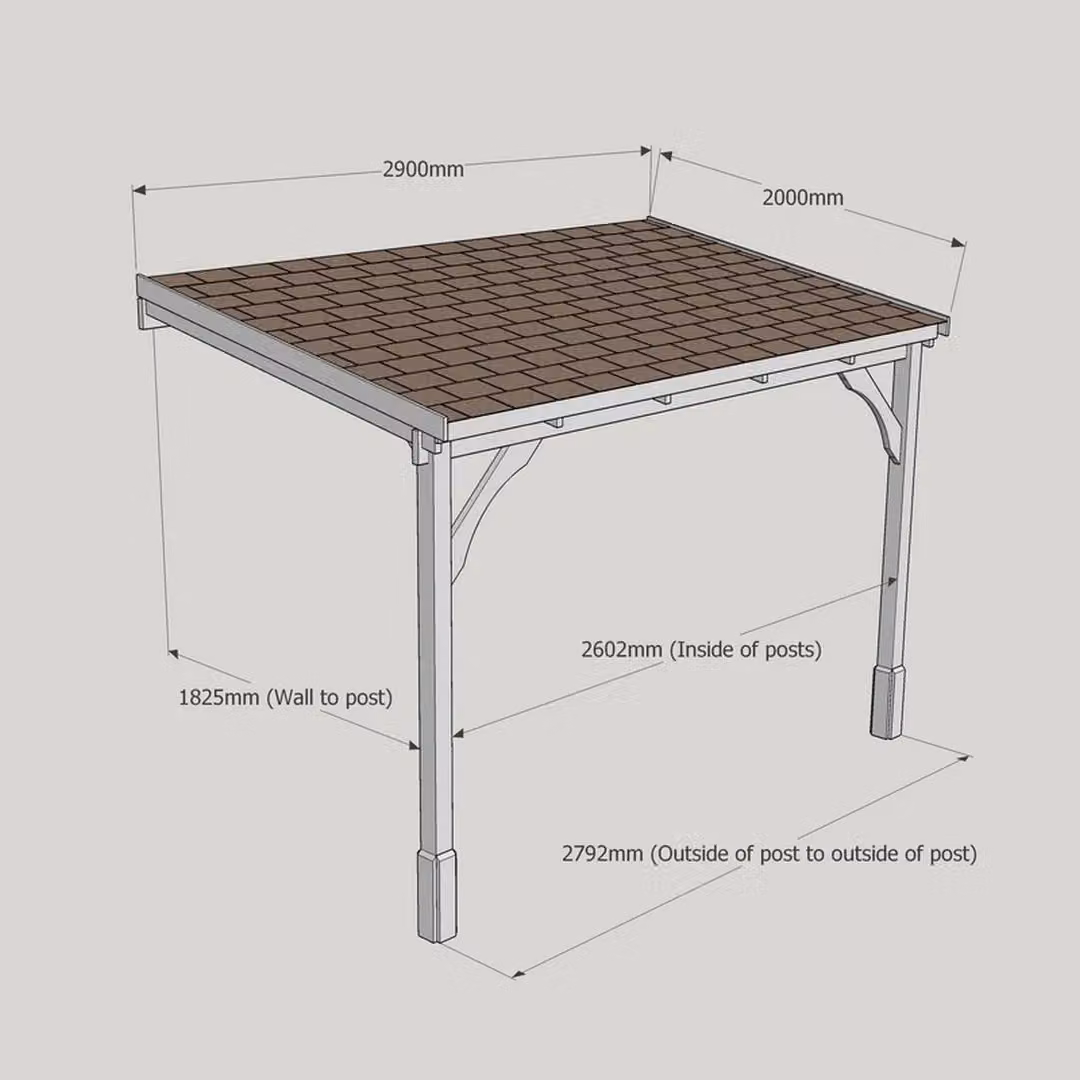 Rutland County Garden Furniture Ltd 2 Post Wood Carport with Bitumen Shingle Roof, Light Green, W: 290 cm, D: 270 cm, H: 200 cm – 3