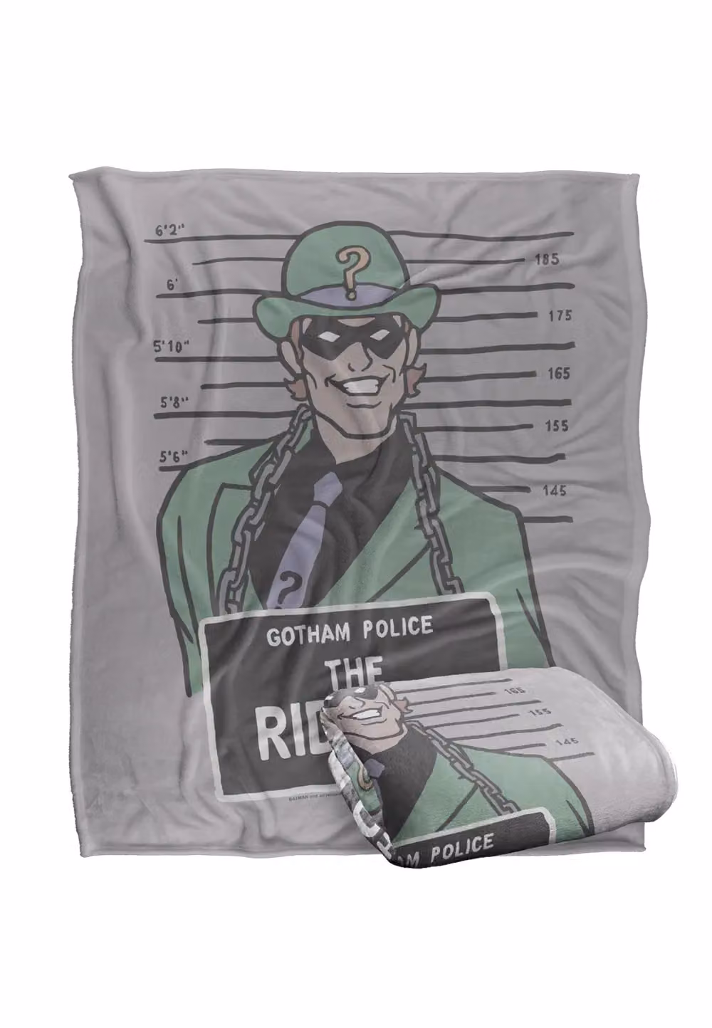 DC Comics Batman The Riddler Mugshot Blanket, White, W: 152 cm, D: 127 cm – 2