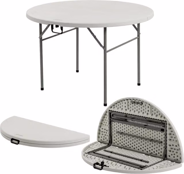 Harbour Housewares Round Folding Trestle Table in White, W: 121 cm, D: 121 cm, H: 74 cm – 1