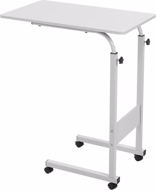 Kidkid Height-Adjustable Modern Rectangular Overbed Table in White