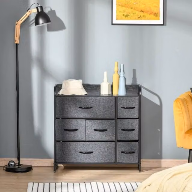 STILVORA Modern Grey 7-Drawer Freestanding Chest of Drawers