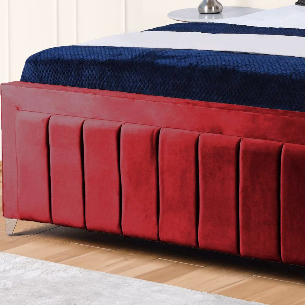 UK Bed Furniture Siarra Ottoman Gas Lift Upholstered Velvet Bed in Red, Size: King (180 x 200 cm) – 3