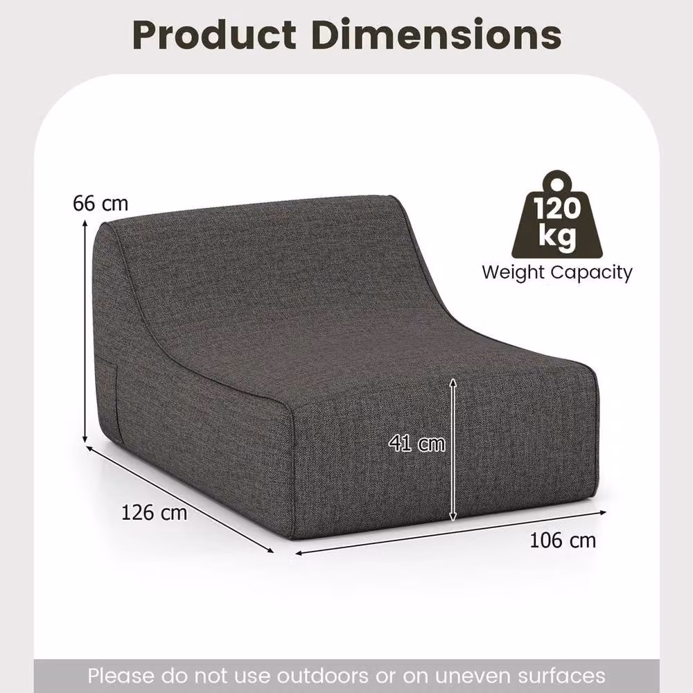 KORVIXA Ergonomic Blow Up Lazy Sofa with Detachable Cover, Grey, W/D/H: 100 x 100 x 66 cm – 2