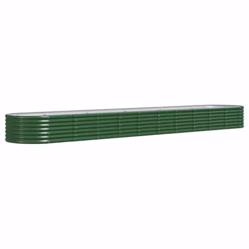 vidaXL Green Galvanised Steel Raised Bed for Vegetable, Herb or Ornamental Gardens