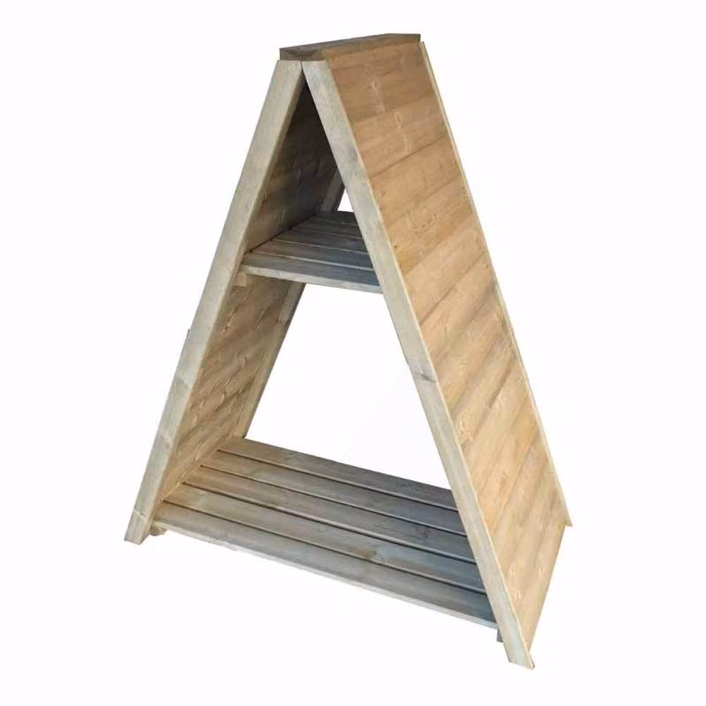 Shires Large Triangular Tongue and Groove Pressure Treated Wood Log Store in Light Brown W/D/H: 122.9 x 60.96 x 142.6 cm – 2