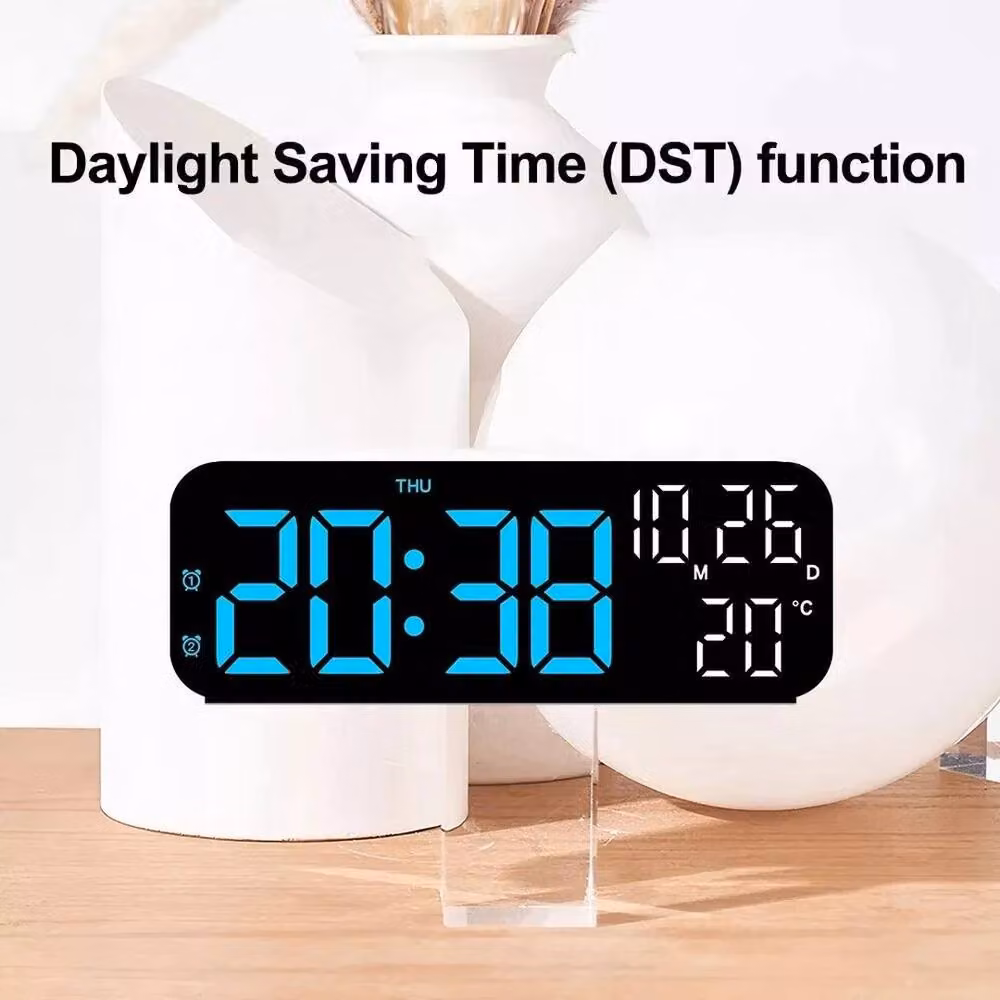 FLAVORA Modern Digital Illuminated LED Tabletop Alarm Clock in Black – 6