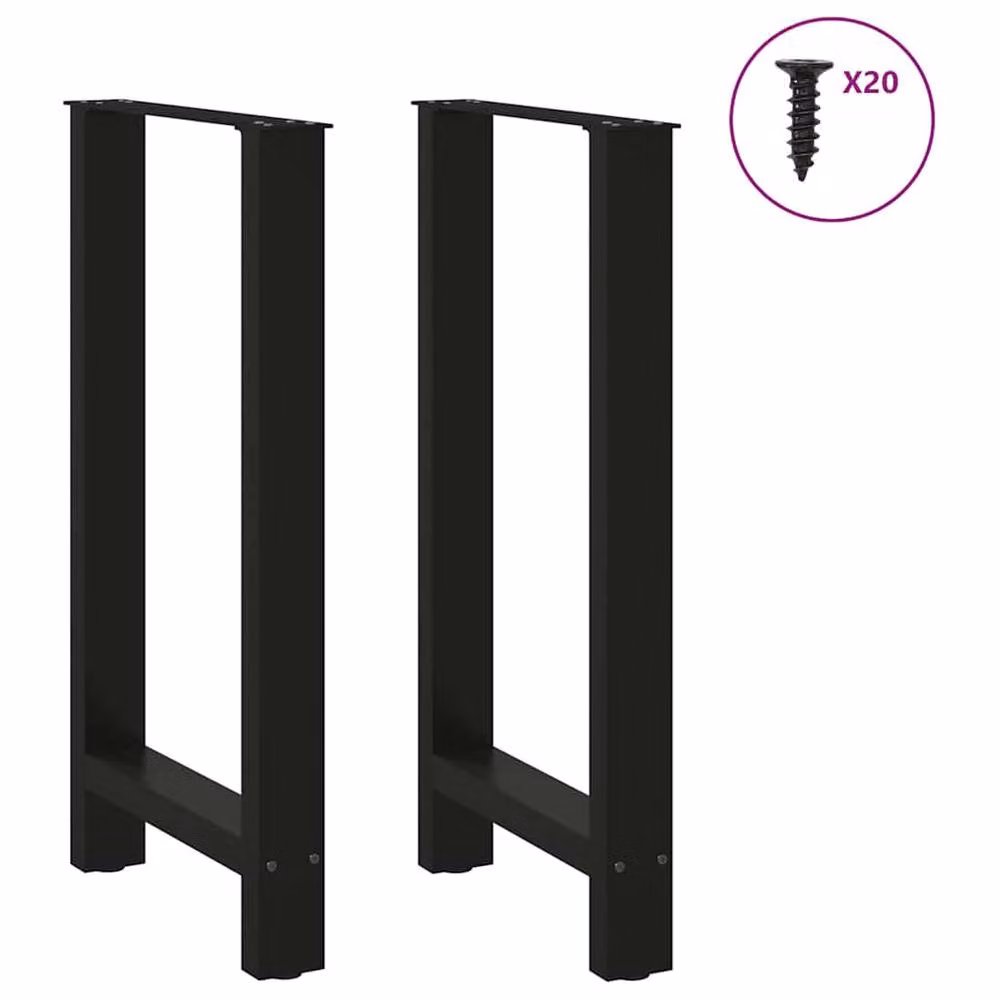 Berkfield Home Steel Coffee Table Legs, Black Matt, 2 Pieces, H: 40 x 90.5 cm – 2
