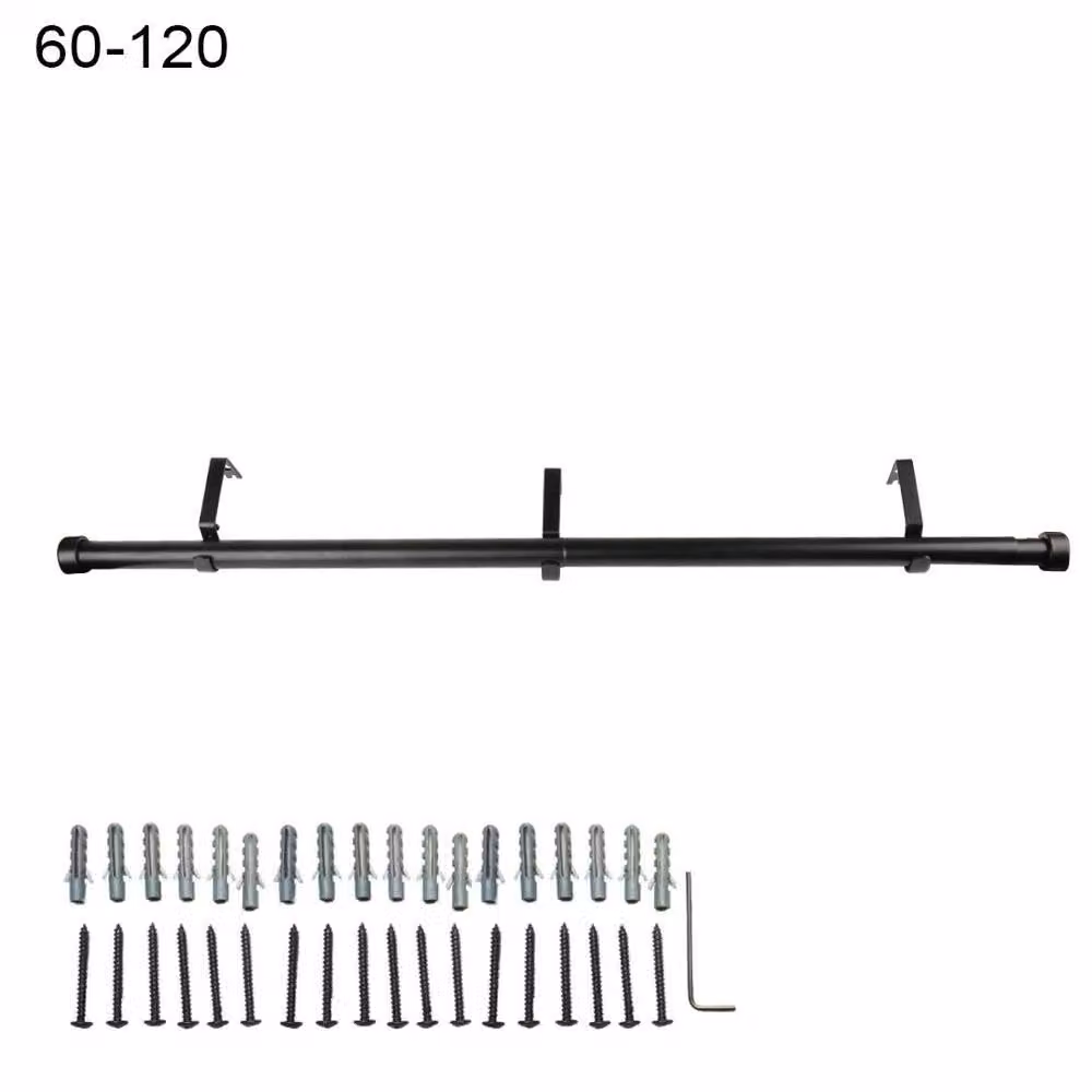 FORGEVIO Black Metal Telescopic Shower Curtain Pole, Width: 180 cm, Height: 180 cm – 2