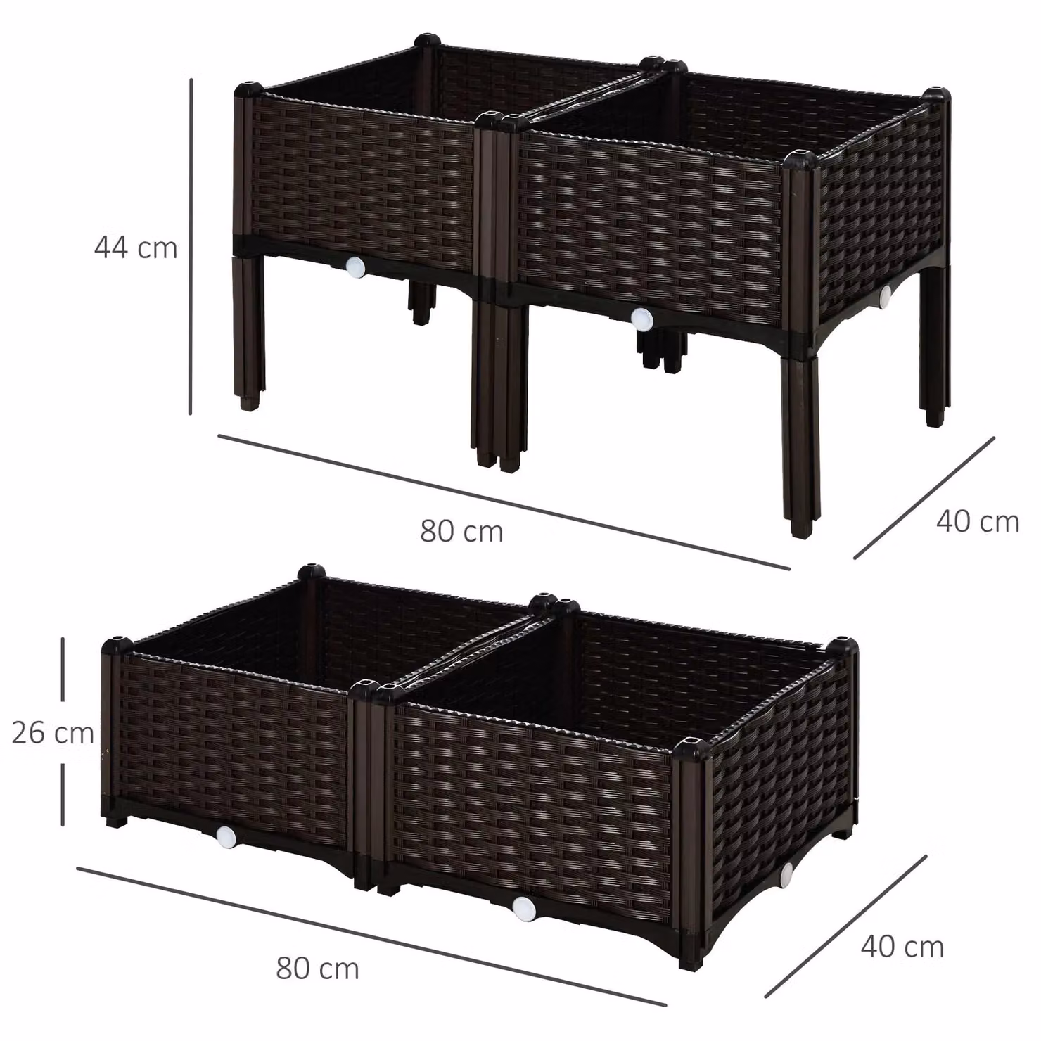 Outsunny Brown Plastic WPC Raised Flower Bed for Vegetable, Herb and Ornamental Gardens W/D/H: 80 x 44 x 40 cm – 3