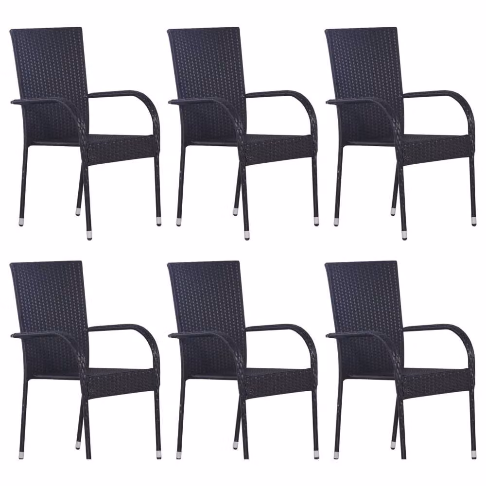Berkfield Home 7 Piece Black Garden Dining Set with Acacia Wood and Rattan – 2
