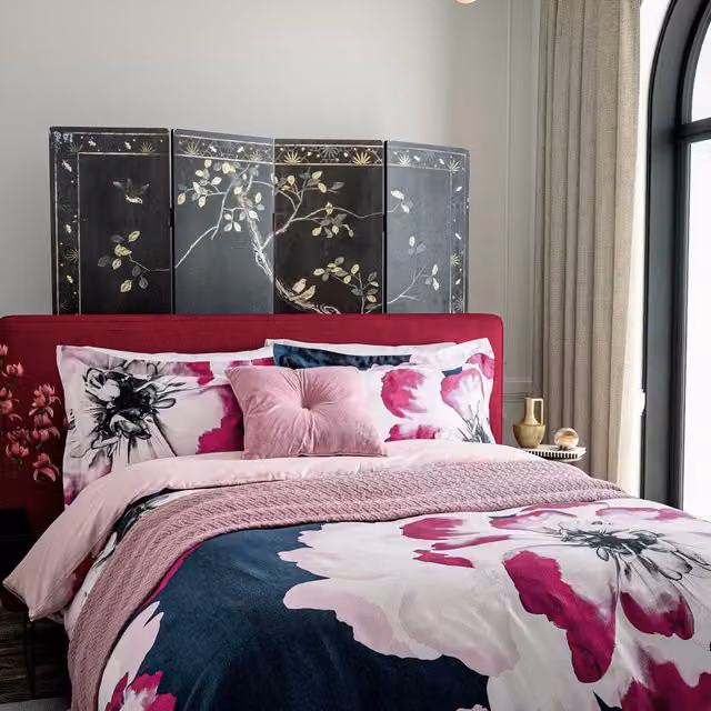 Ted Baker Inky Bloom Reversible Cotton Mako Satin Duvet Cover and Pillowcase Set, Multicolour, W: 200 cm, H: 200 cm, L: 180 cm – 1