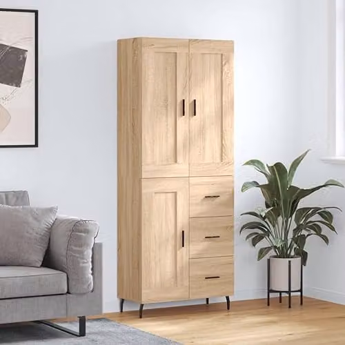 vidaXL Modern Highboard in Sonoma Oak Brown, W/D/H: 69.5 x 34 x 180 cm – 2