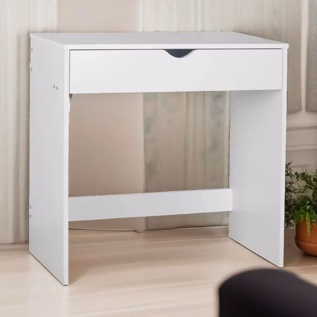 FURNOS Modern White Computer Desk with 1 Drawer, W/D/H: 75 x 40 x 75 cm – 1