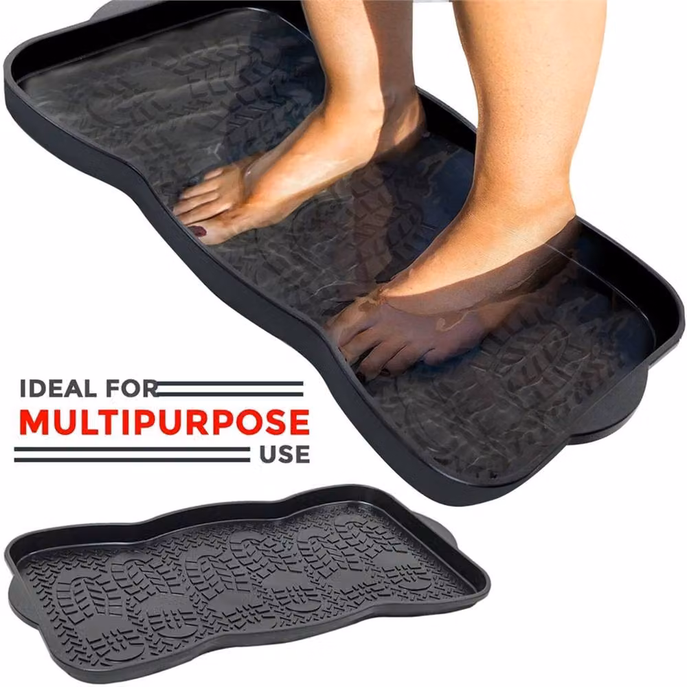 NESTLUNE Set of 2 Multi Purpose Black Plastic Boot and Shoe Trays – 6