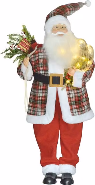 HOMCOM Animated Christmas Santa Claus Figure with Sound and Lights in Red, Green and White, Height: 120 cm – 1