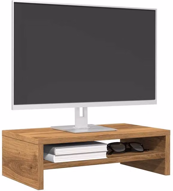 Berkfield Home Artisan Oak Monitor Stand in Brown, W/D/H: 42 x 24 x 13 cm