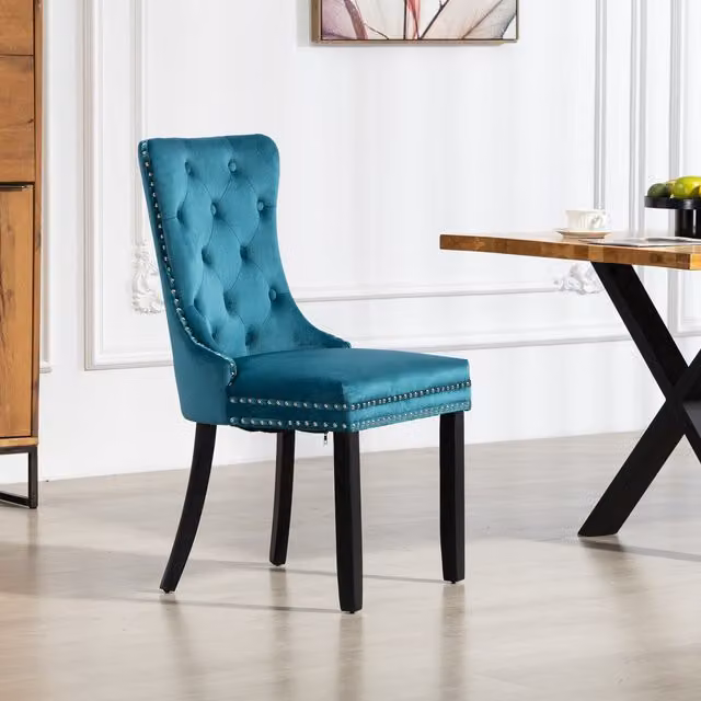 Artemis Home Set of 2 Petrol Velvet Fabric Dining Chairs