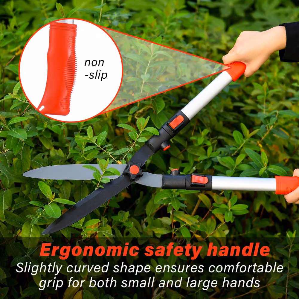 Flora Guard Lightweight Telescopic Hedge Shear in Red, Extendable from 67cm to 88cm – 4
