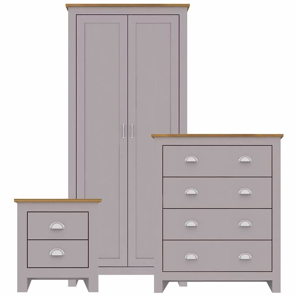 Wyld Haus Ballette Soft Grey and Oak Bedroom Furniture Set – 2