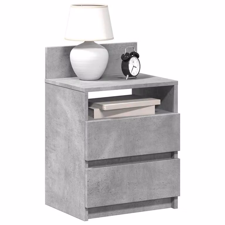 Berkfield Home Set of 2 Durable Bedside Cabinets with 2 Drawers, Concrete Grey, W: 40 cm, D: 33 cm, H: 60 cm