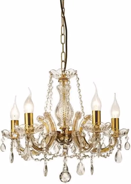 Netlighting Gabrielle 5 Light Glass and Brass Wall Sconce in Gold with E14 Base