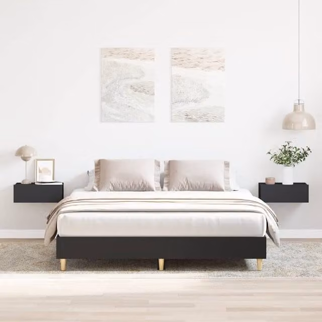 Berkfield Home King Size Bed Frame in Black, Engineered Wood, W/D/H: 150 x 200 cm – 1