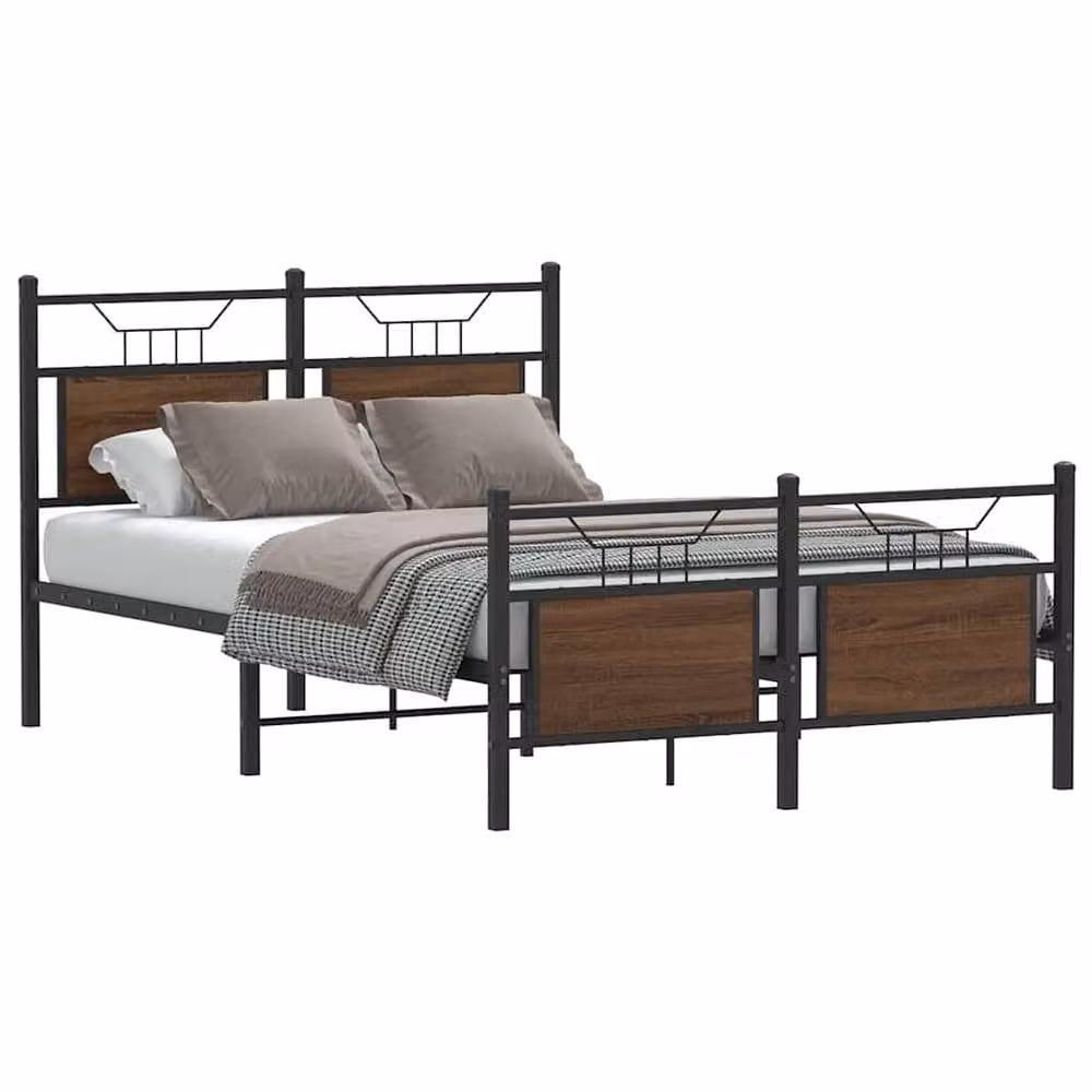Berkfield Home Small Double Bed Frame in Brown Oak, W/D/H: 120 x 200 cm – 1