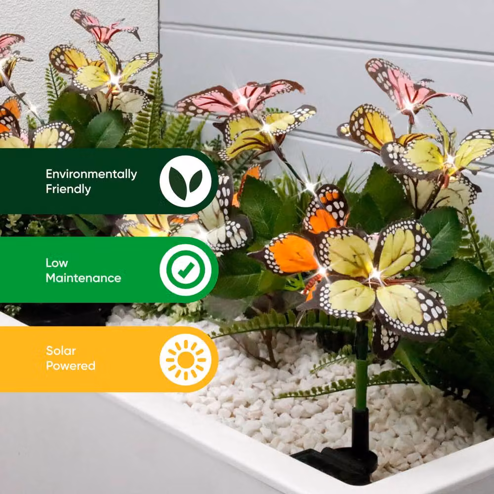 Gardenwize Pack of 2 Solar Butterfly Stake Lights with Multicolour LED, Height: 70 cm – 3