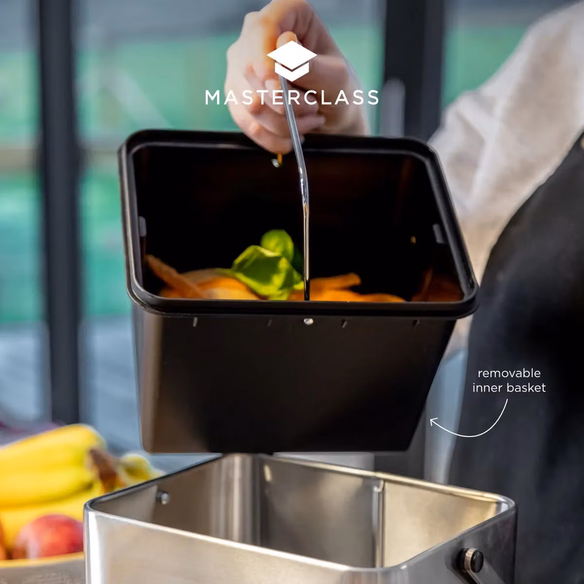 MasterClass Stainless Steel Antimicrobial Compost Bin, Silver – 2