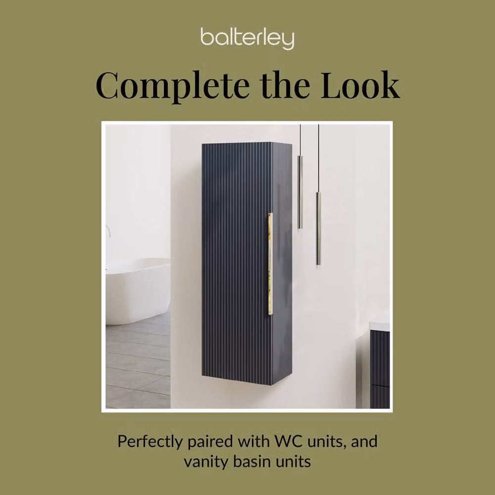 Balterley Fluted Front Wall Hung Single Door Tall Storage Unit, Dark Grey, W/D/H: 40 x 40 x 120 cm – 5